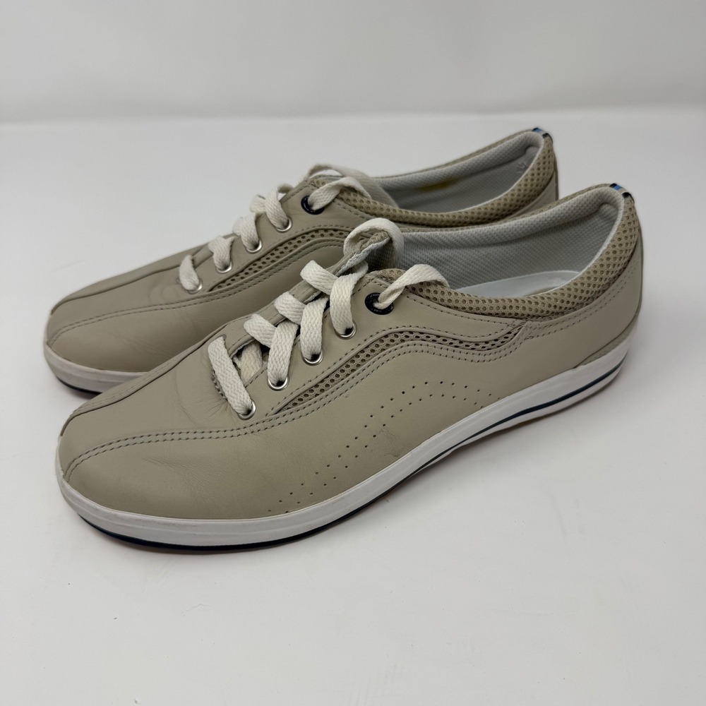 Keds Women's Sneakers Size 9 Beige Taupe Lace Up Low Top Mesh Trim Walking Shoes